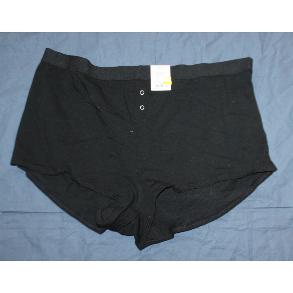 Auden Womens Plus Size 1X (16-18) Black Boyshort Panties